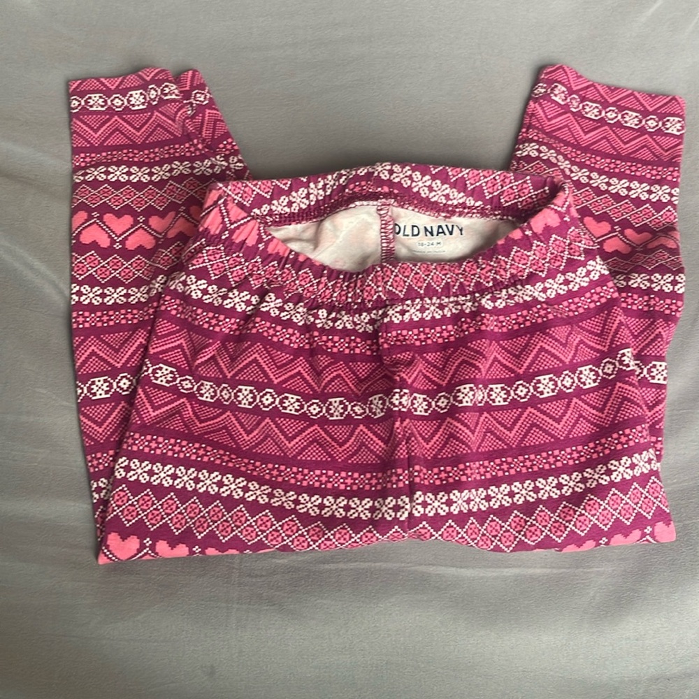 Old Navy Pink Heart and Geometric Leggings